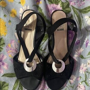 Impo Black Sandals with Silver Accent